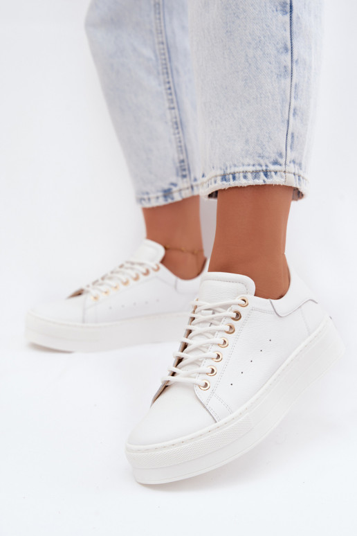 Weiße Damensneaker mit Plattform Zazoo N408S7