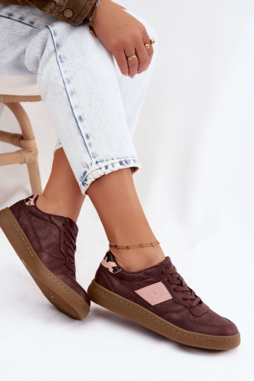 Glänzende Sneaker für Damen Big Star UU274016 in bordeaux Farbe