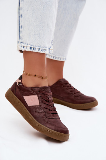 Glänzende Sneaker für Damen Big Star UU274016 in bordeaux Farbe 2