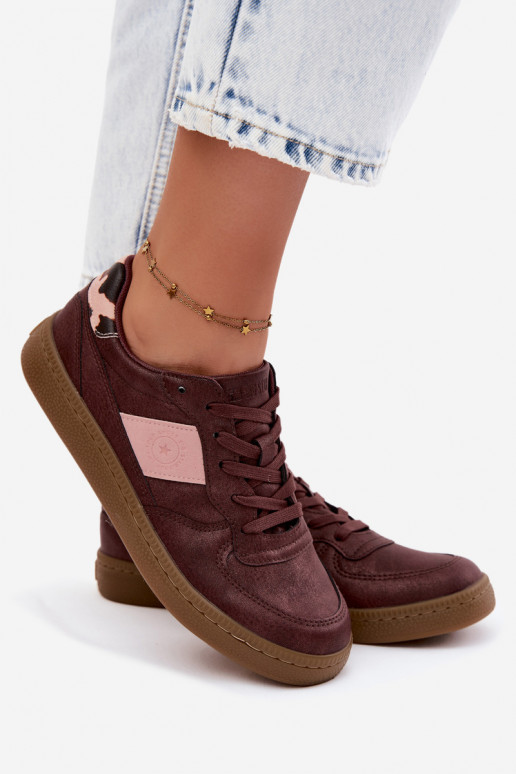 Glänzende Sneaker für Damen Big Star UU274016 in bordeaux Farbe