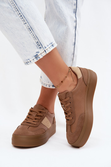 Sneaker für Damen mit Plateau Big Star UU274015 in brauner Farbe