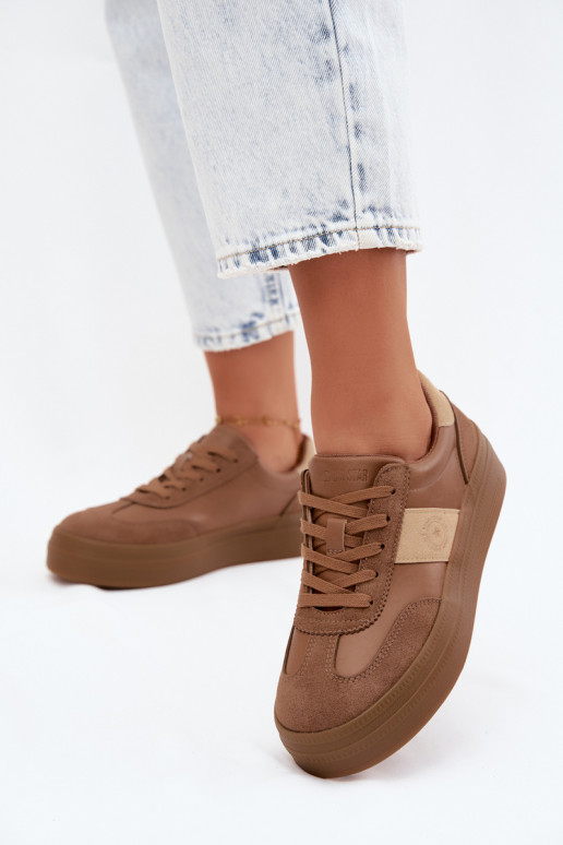 Sneaker für Damen mit Plateau Big Star UU274015 in brauner Farbe
