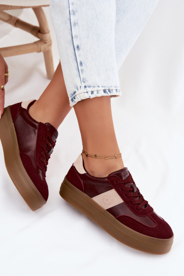 Sneaker für Damen mit Plateau Big Star UU274013 in bordeaux Farbe