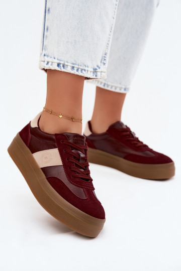 Sneaker für Damen mit Plateau Big Star UU274013 in bordeaux Farbe 2