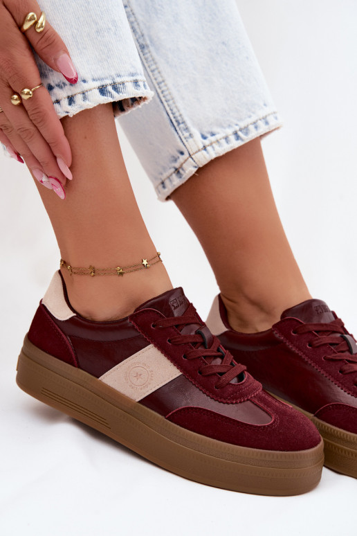 Sneaker für Damen mit Plateau Big Star UU274013 in bordeaux Farbe