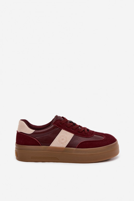 Sneaker für Damen mit Plateau Big Star UU274013 in bordeaux Farbe