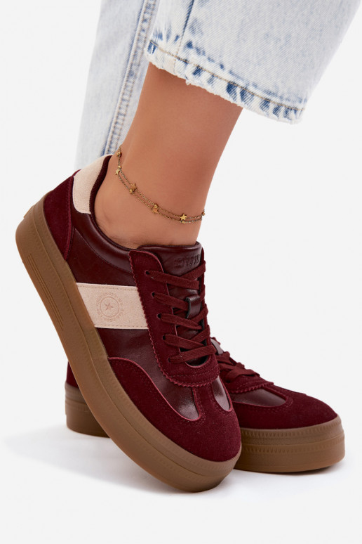 Sneaker für Damen mit Plateau Big Star UU274013 in bordeaux Farbe