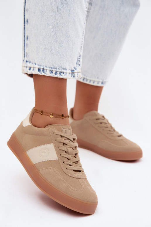 Sneaker für Damen aus Kunstveloursleder Big Star UU274009 in Sandfarbe