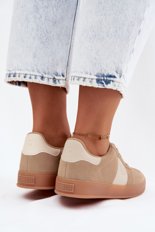 Sneaker für Damen aus Kunstveloursleder Big Star UU274009 in Sandfarbe