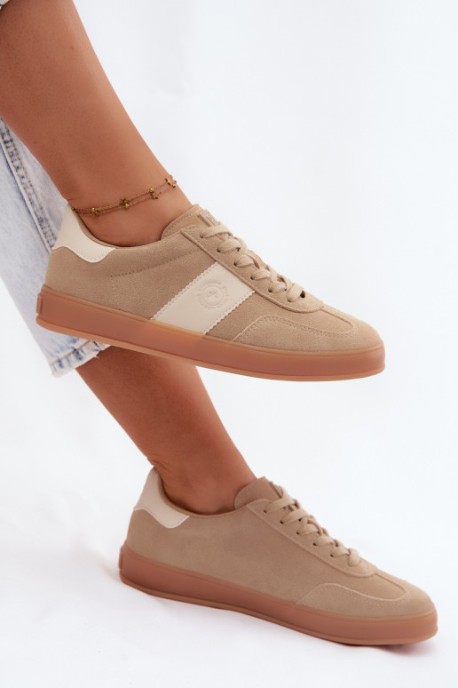 Sneaker für Damen aus Kunstveloursleder Big Star UU274009 in Sandfarbe