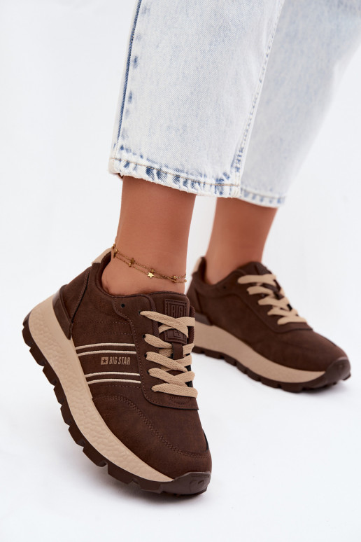 Sneaker für Damen mit Plateau Big Star UU274040 in Schokoladenfarbe