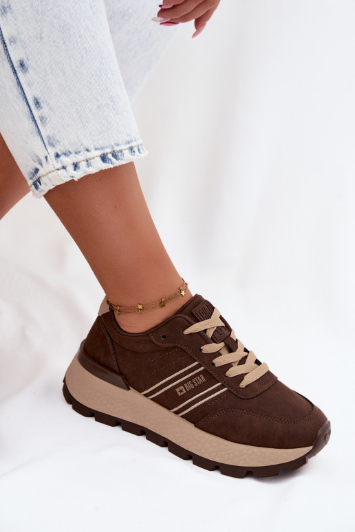 Sneaker für Damen mit Plateau Big Star UU274040 in Schokoladenfarbe