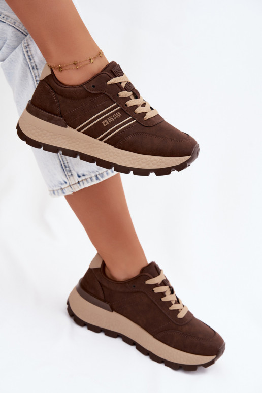 Sneaker für Damen mit Plateau Big Star UU274040 in Schokoladenfarbe