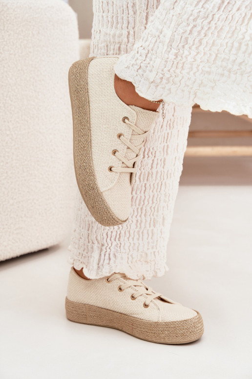 Beige Plattform Freizeitschuhe Princa