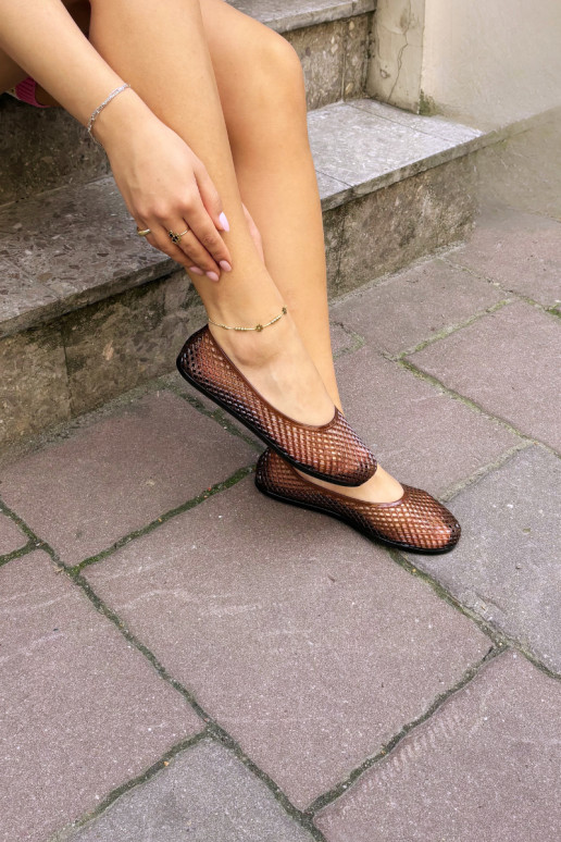 Schnür-Ballerinas aus Gummi in Braun Bonnita