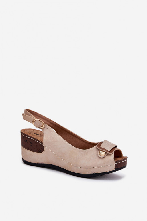 Sand- und goldfarbene leichte Plattformsandalen Comfort Shoes Efravia