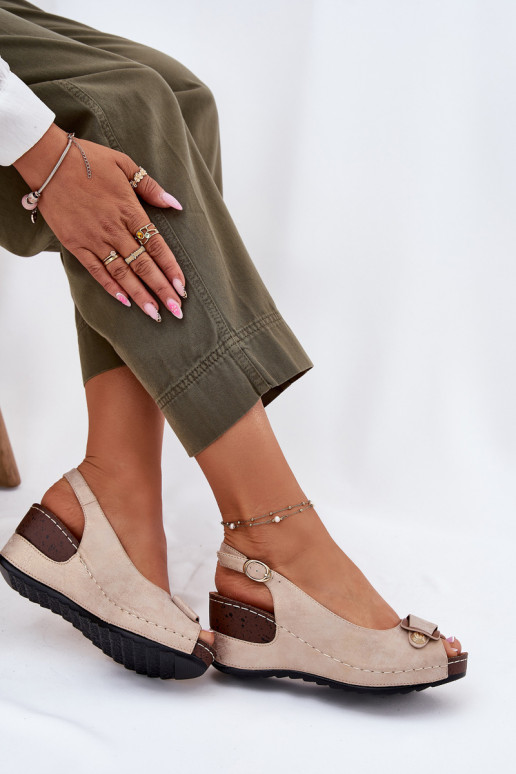 Sand- und goldfarbene leichte Plattformsandalen Comfort Shoes Efravia