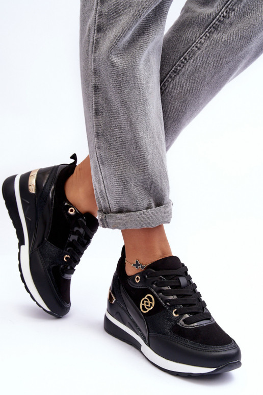 Schnürschuhe für Damen in Schwarz mit Plattform Genova