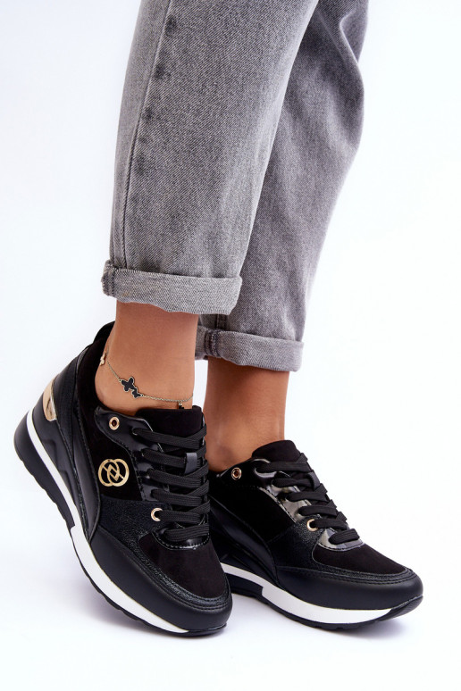 Schnürschuhe für Damen in Schwarz mit Plattform Genova
