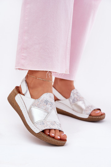 Weiße Damen-Sandalen mit Plattform Braid Tai turiciejka L7067-11