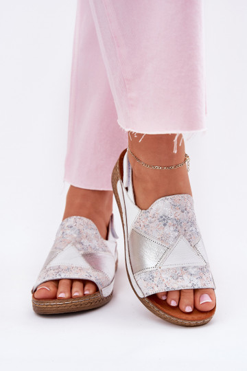 Weiße Damen-Sandalen mit Plattform Braid Tai turiciejka L7067-11 2