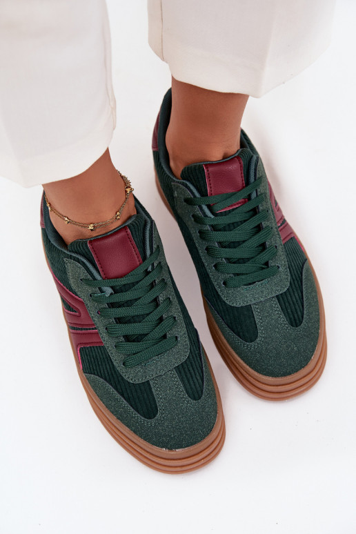 Grüne Samt-Sportschuhe mit Plattform Skye