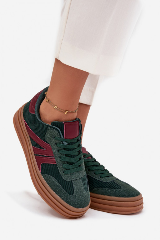 Grüne Samt-Sportschuhe mit Plattform Skye
