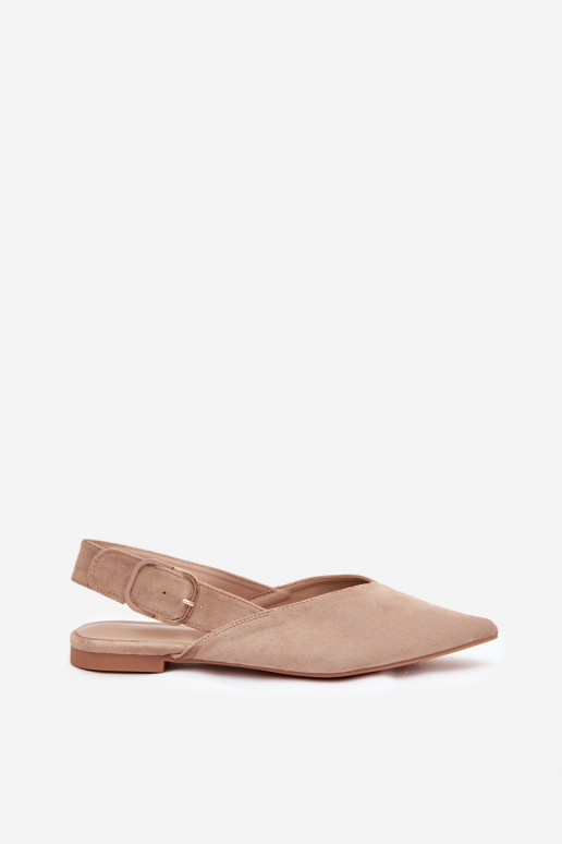 Beige Damen-Ballerinas mit Schnallen Tanelia