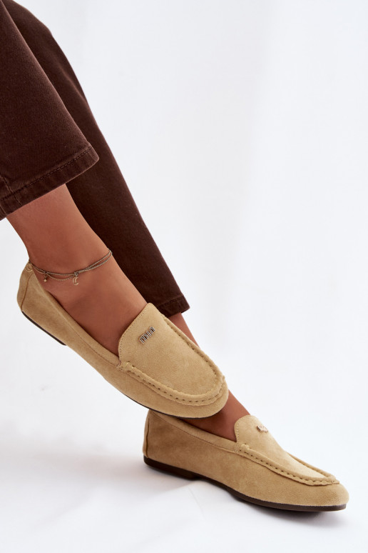 Gelbe Damen-Mokassins mit goldenen Details Sarivelle