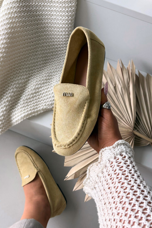 Gelbe Damen-Mokassins mit goldenen Details Sarivelle