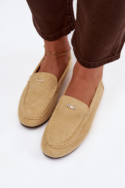 Gelbe Damen-Mokassins mit goldenen Details Sarivelle