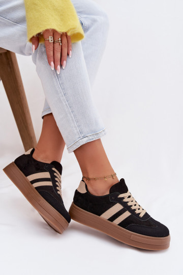 Schwarze Sportschuhe mit Plattform Giselia