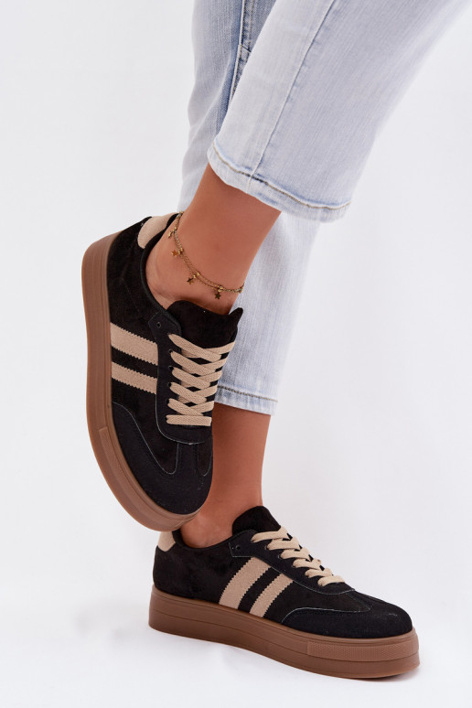 Schwarze Sportschuhe mit Plattform Giselia