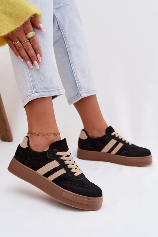 Schwarze Sportschuhe mit Plattform Giselia