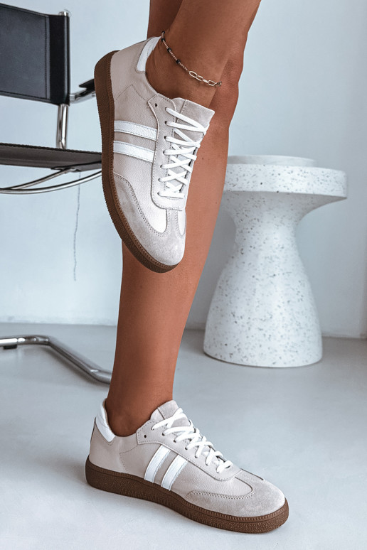 Zazoo N1068 Leder-Sneaker für Damen in Sandfarbe