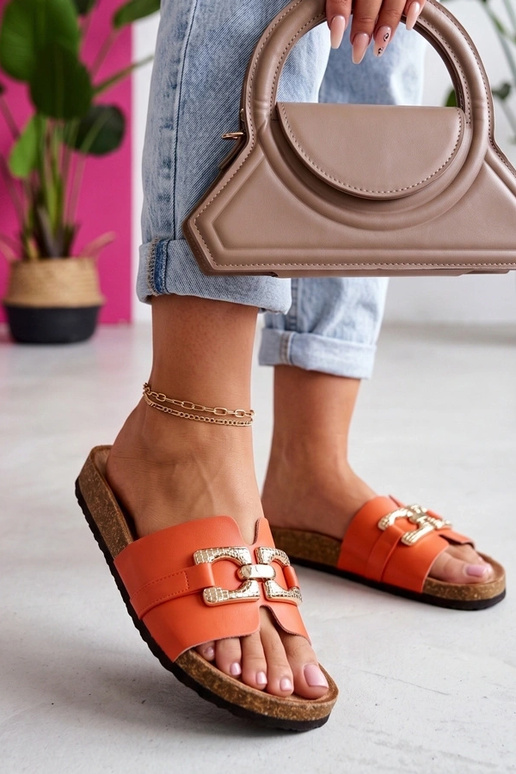 Orange Clogs mit dekorativer Schnalle Rachele