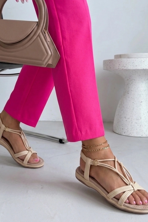 Sandfarbene Slipper mit Strass Moa