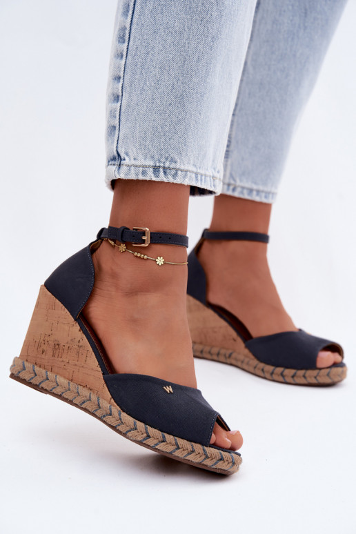 Dunkelblaue Damensandalen mit Plattform Su Braid INrangler 20261086.29Y