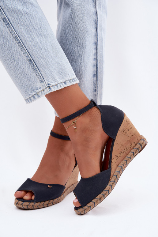 Dunkelblaue Damensandalen mit Plattform Su Braid INrangler 20261086.29Y