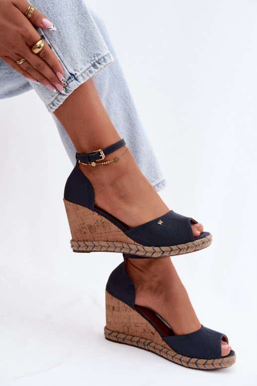 Dunkelblaue Damensandalen mit Plattform Su Braid INrangler 20261086.29Y