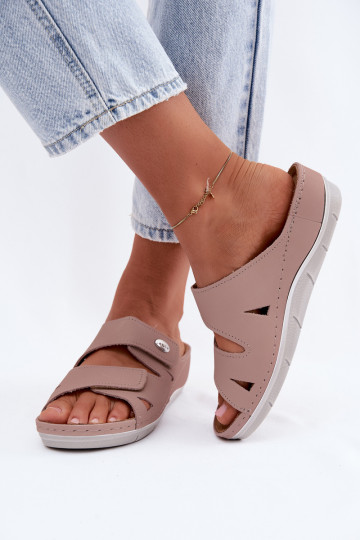 Rosa Damenschuhe aus Leder mit Klettverschlüssen Inblu OE0001GU 2