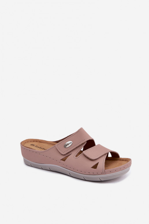 Rosa Damenschuhe aus Leder mit Klettverschlüssen Inblu OE0001GU