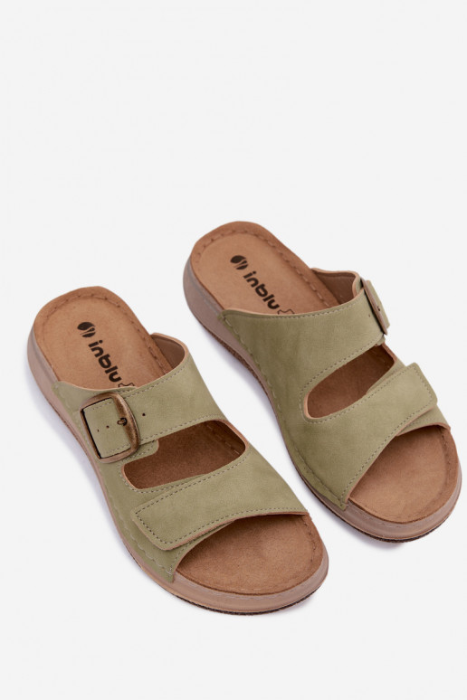 Grüne Damenschuhe mit Schnallen und Klettverschlüssen INBLU LL000006