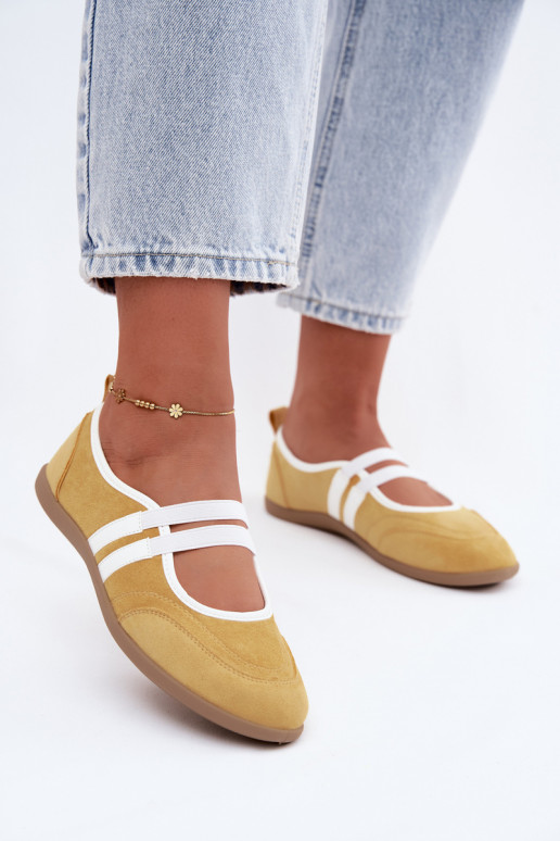 Gelbe sportliche Ballerinas mit elastischen Riemen Donatella