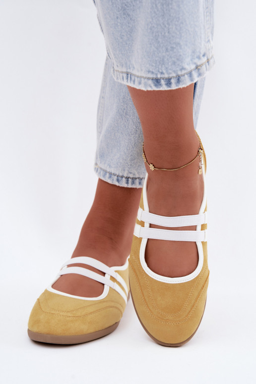 Gelbe sportliche Ballerinas mit elastischen Riemen Donatella