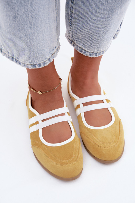 Gelbe sportliche Ballerinas mit elastischen Riemen Donatella