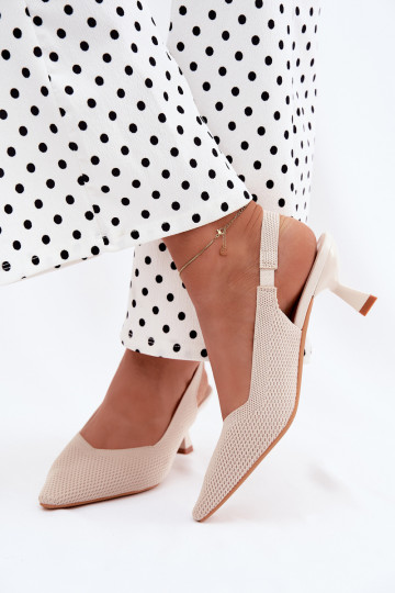 Sandfarbene High Heels Sandalen Typu Klepsydra Purea 2
