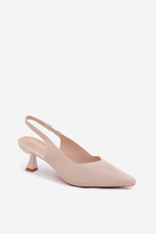 Sandfarbene High Heels Sandalen Typu Klepsydra Purea
