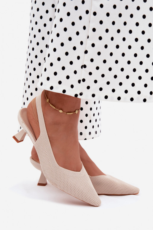 Sandfarbene High Heels Sandalen Typu Klepsydra Purea