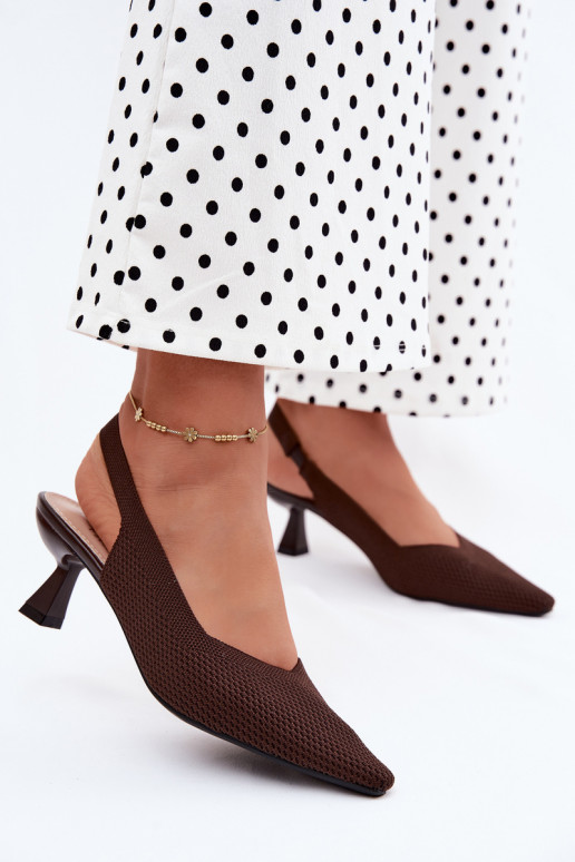 Schokoladenfarbene High Heels Sandalen Typu Klepsydra Purea